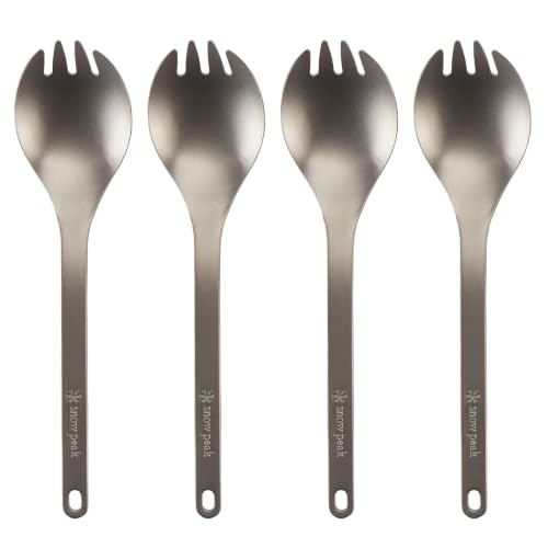 Snow Peak Assorted 4-Pack Titanium Sporks - Lightweight Durable Camping Utensils