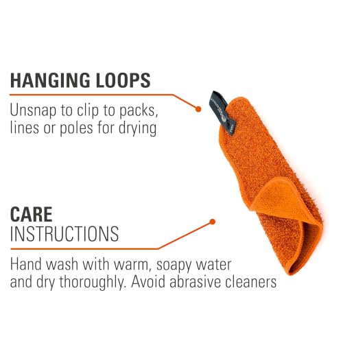 Large Reusable Camp Dish Cloth - Two-Sided Microfiber, Orange