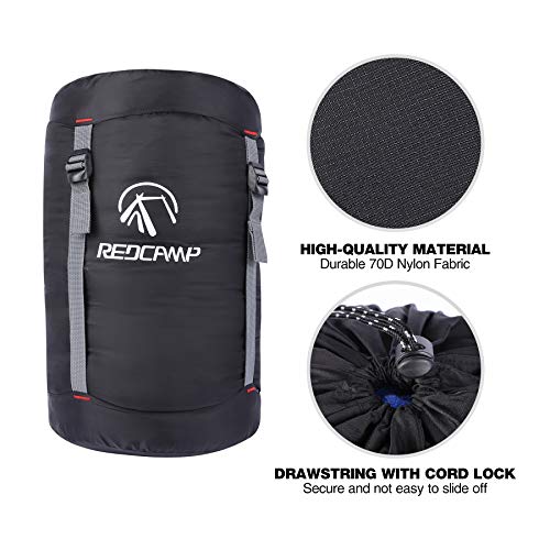REDCAMP Black 40L Nylon Compression Stuff Sack for Sleeping Bags - Lightweight Backpacking Gear