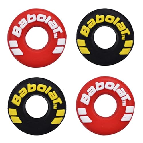 4-Piece Tire Shape Tennis Racket Vibration Dampener - Black & Red
