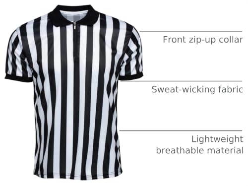Men's Referee Shirt - Short Sleeve, Collared, X-Large - Black & White