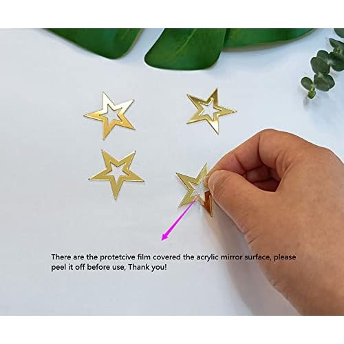 Set of 30 Gold DIY Acrylic Stars Mirror Stickers,Adhesive Acrylic Mirror Sticker for Home &Party Decoration,DIY projects (Star-Gold)