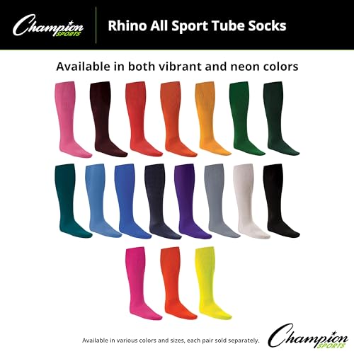 Rhino Over-the-Calf Athletic Socks - Knee High Sports Gear - Neon Pink, Large