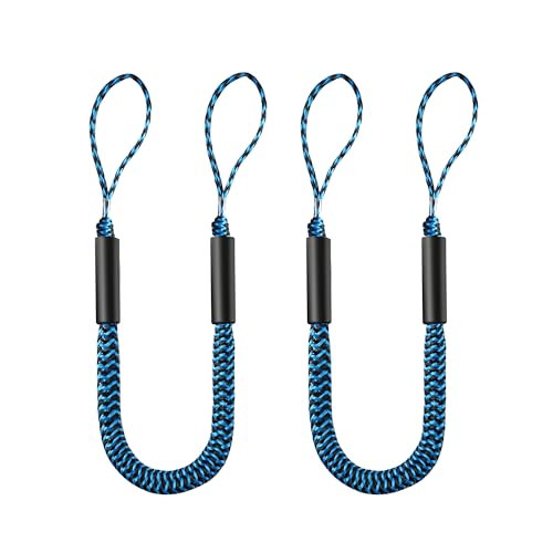 AQINGR 2 Pack Bungee Dock Lines - Adjustable 4-6ft Mooring Ropes for Boats