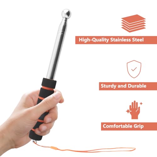 78.7 Inch Hollowing Drum Hammer Sound Detection Folding Stick, Upgraded Lengthen Telescopic Rod for House Decoration Inspection, Solid Ball Reinforcement Design Comes with Lanyard(200cm)