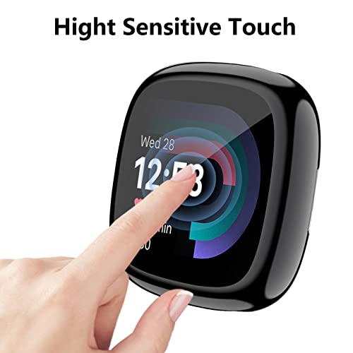 Screen Protector Case for Smartwatch - 2 Pack Black, Full Coverage TPU