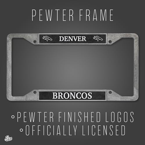 Denver Broncos NFL License Plate Frame - Antique Pewter Finish
