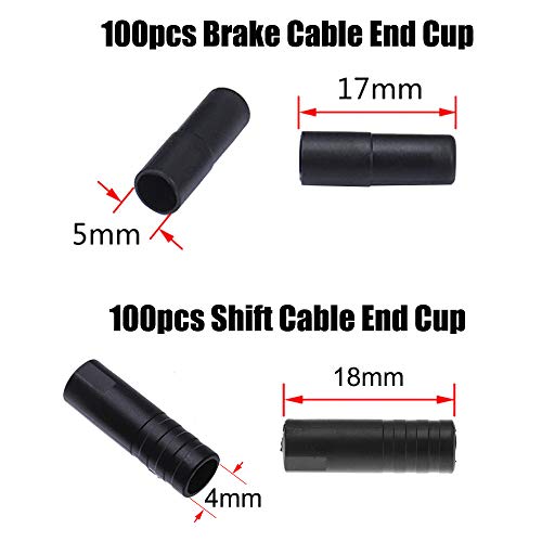200pcs Bicycle Shift & Brake Cable End Caps - Durable Plastic