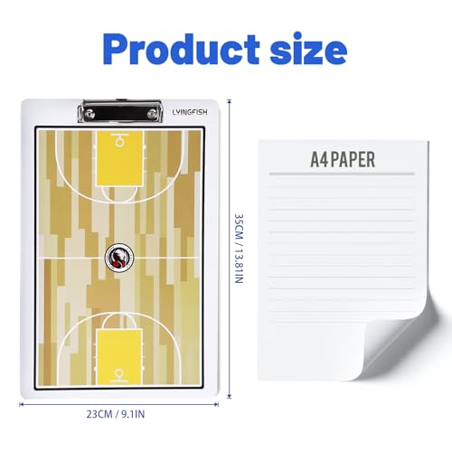 Double-Sided Basketball Coaching Clipboard - Dry Erase Tactical Board