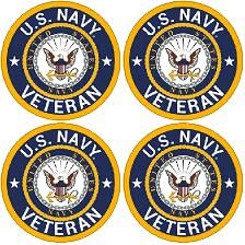 U.S. Navy Veteran Sticker - 4-Pack 1.5 Inch Round Vinyl Decals