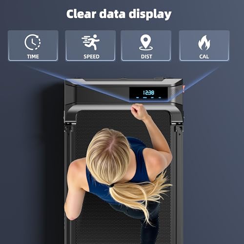 Folding Treadmill with Handle Bar - Compact Indoor Walking Pad