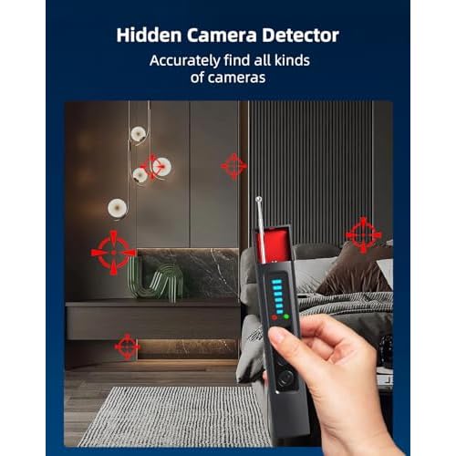 Hidden Camera Detector, Security Camera Tracker Portable Camera Detector, Anti-Spy Device Tracker for Travel, Home, Hotel, Office, 6 Levels Sensitivity