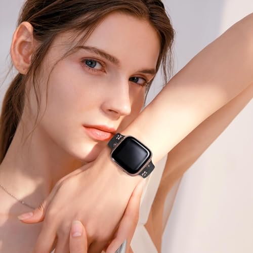 Two-Tone Floral Engraved Silicone Band for Fitbit Versa 3/4/Sense 2 - Black/Pink