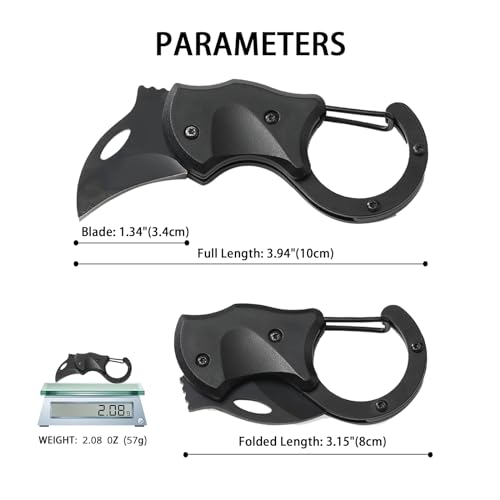 Mini Folding Pocket Knife - 2 Pack Black, Stainless Steel Blade