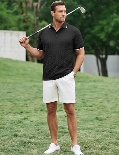 JMIERR Men's Black XX-Large Polo Shirt Short Sleeve Summer Golf & Beachwear