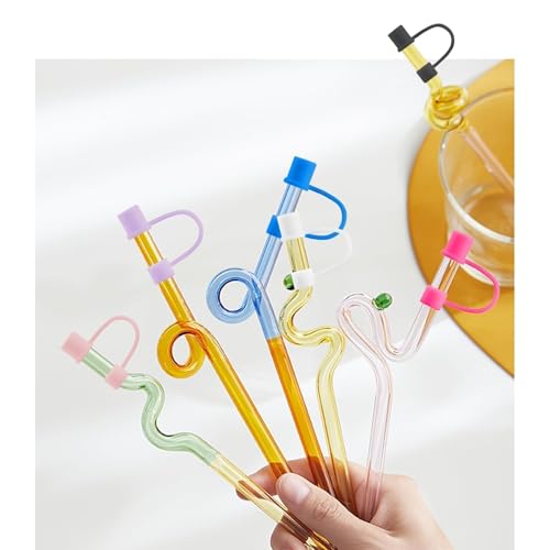 12-Pack 0.4in Silicone Straw Toppers - Multi-color for Tumblers