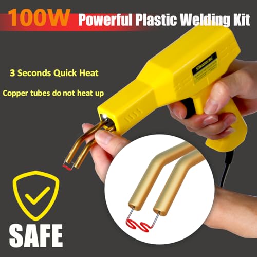 Plastic Welder, 2 in 1 Plastic Welding Kit, SONNLER 1000PCS Hot Stapler Plastic Repair Kit For Car Bumper Crack Repair with Iron, Rods, Metal Mesh, Abrasive Paper, Aluminum Tape
