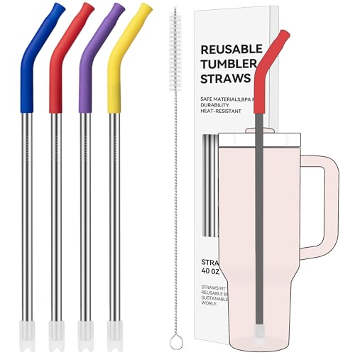 Straight Metal Straws for 40 Oz Stanley Tumblers - 4 Colors