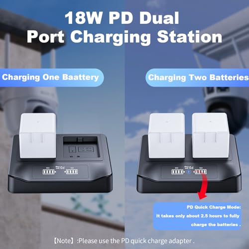 3 Count Rechargeable Camera Batteries with LCD PD Dual Charger for Arlo Pro & Pro 2