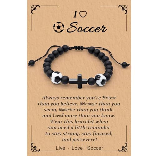 Basketball Soccer Baseball Bracelet Gift for Teens - Soccer-Cross