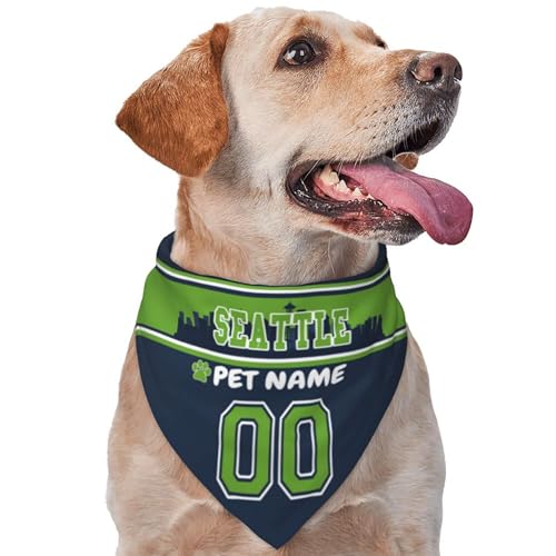 Personalized Seattle Dog Bandana - Custom Name & Number - One Size