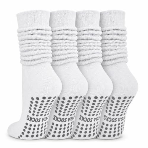 Yoga Pilates Socks with Grips for Women - White