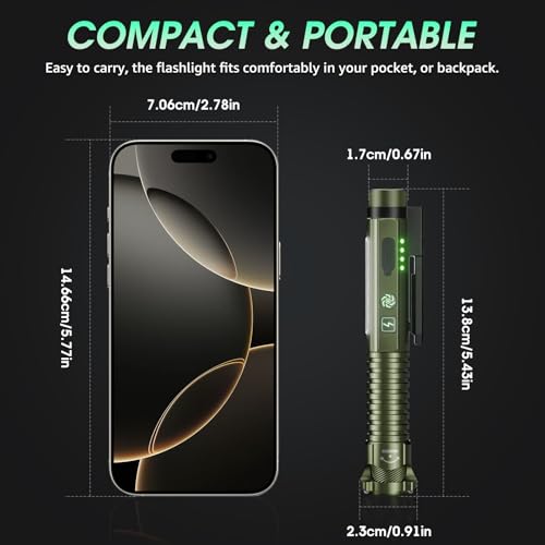 EDC Flashlight Rechargeable, Super Bright 1400 Lumens Tactical Magnetic Pen Flashlights with Clip, 10 Modes Pocket Penlight Flashlight, LED Waterproof Small Flash Light for Emergency, Camping, Home