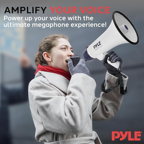 40W Bullhorn Megaphone Speaker - 1,000-Yard Range, Rechargeable, Lightweight