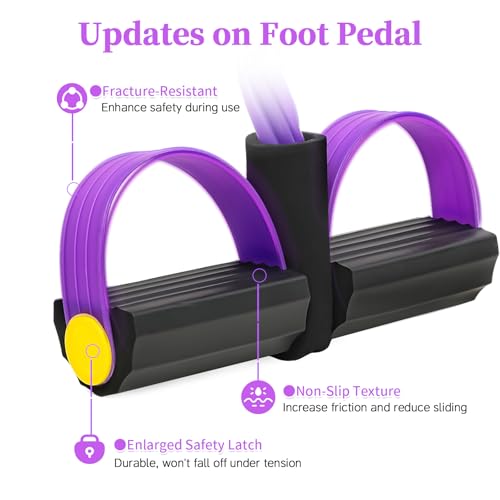 Pedal Resistance Band with Handles - 6-Tube Natural Rubber Fitness Bands