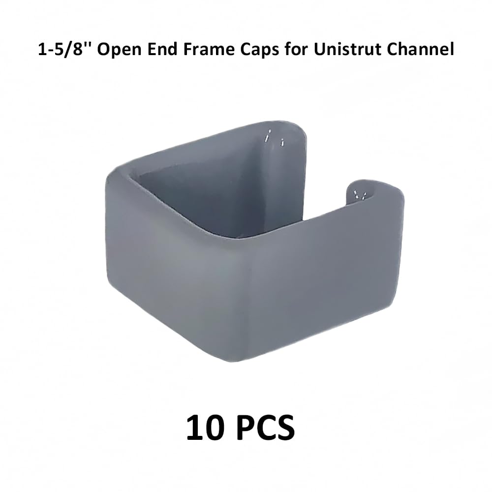 10 Pack 1-5/8’’ Gray Square Rubber Open End Strut Channel Safety Caps, Metal Tubing, Fences End Cover Protection, Vinyl Flexible Frame Protectors