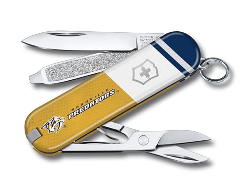 Swiss Army Knife - Compact 7 Function Pocket Tool with Key Ring - NHL Nashville Predators