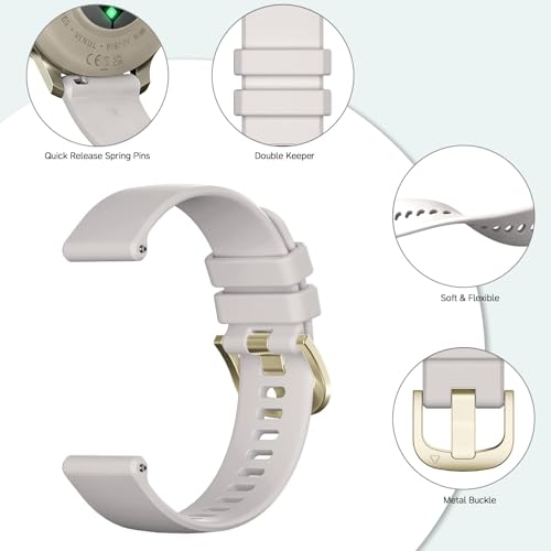 18mm Silicone Watch Band for 41mm Smartwatches - Sand Gray
