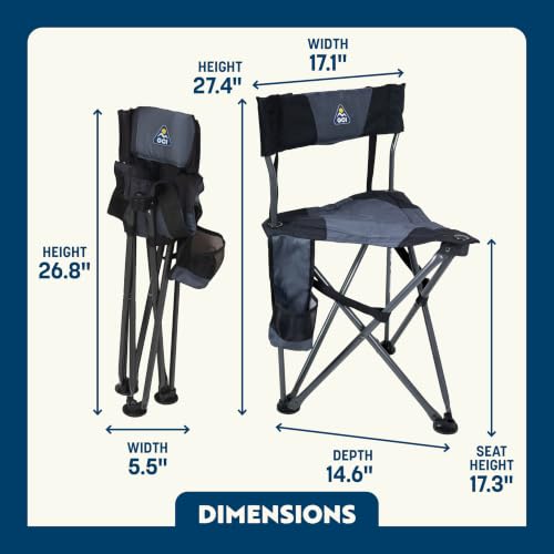 GCI Outdoor Quik-E-Seat Portable Folding Tripod Stool with Drink Holder