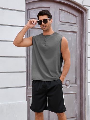 Men's Dark Grey Tank Top - Large Size