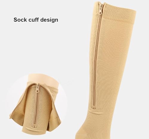 Compression Socks for Women & Men - Knee High Support, Skin Color, Small-Medium