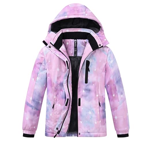 MoFiz Kids Ski Jacket Fleece Snow Coat - Small Z-star Purple