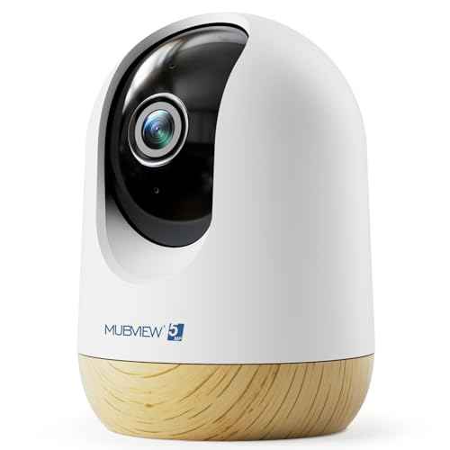 MUBVIEW 5MP Plug-in Indoor Security Camera no Subscription, 5/2.4G WiFi Pet Cam Indoor with Phone App, Dog Camera with Speaker, Night Vision, Motion Detection, Auto Tracking, Cat/Elder/Baby Monitor