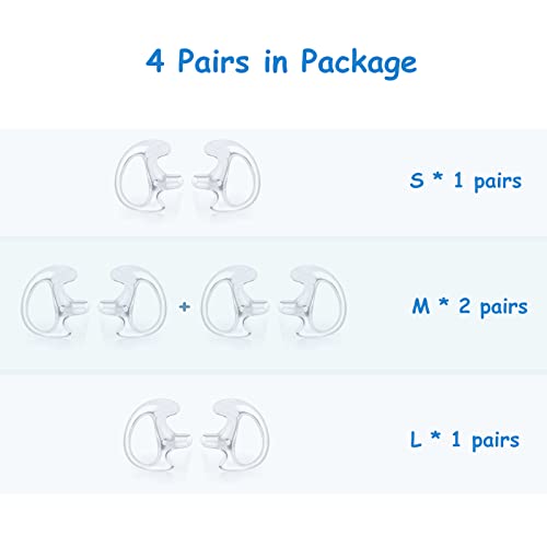 Replacement Earmold Earpiece - 4 Pairs (1 Large, 2 Medium, 1 Small)