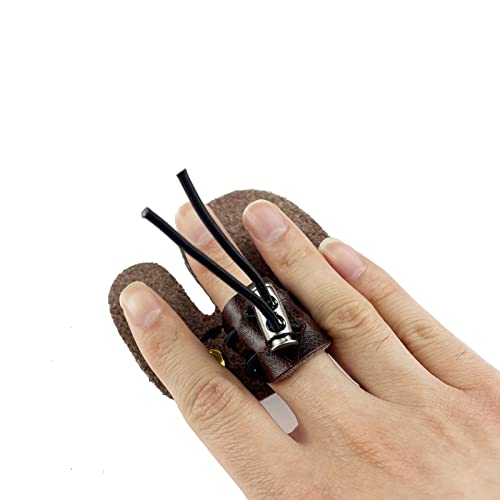Leather Archery Finger Tabs - 2 Pack, Adjustable Right Hand Protector