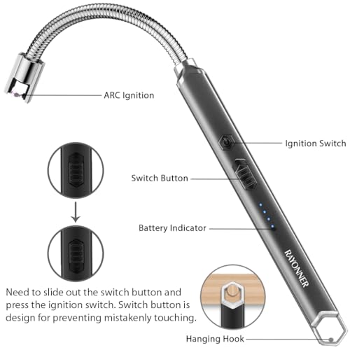 Electric Candle Lighter with Long Flexible Neck - Rechargeable USB Black