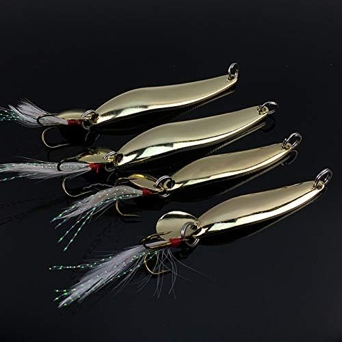 4pcs Metal Fishing Jigs - Sinking Spoons with Treble Hooks