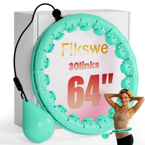 Weighted Hula Fitness Hoop for Adults - 30 Detachable Knots - Cyan