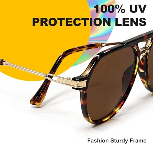 Aviator Sunglasses for Men & Women - UV400 Retro Shades - Tortoise Brown