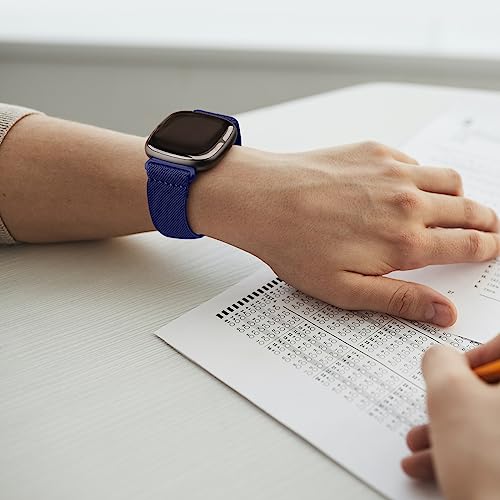 Elastic Nylon Replacement Band for Fitbit Versa 3/4/Sense 2 - Abyss Blue