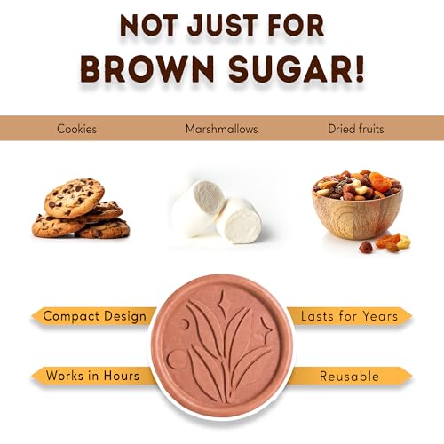 Terracotta Brown Sugar Saver & Softener Disc - Reusable Leaf Design - Pack of 2