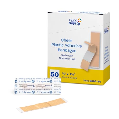 Sheer Plastic Adhesive Bandages - Sterile Water-Resistant Junior 3/8 x 1 1/2