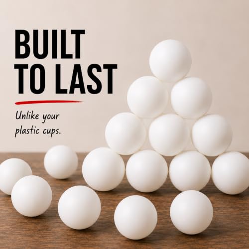 40mm Beer Pong Balls - Durable Seamless White Ping Pong Balls, 12 Pack