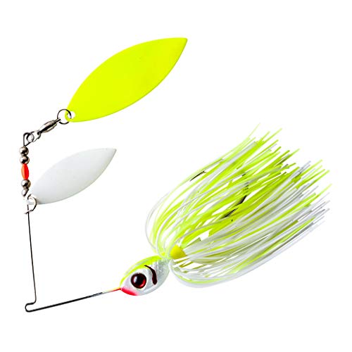 Glow Blade Spinner-Bait Fishing Lure - Chartreuse White, 3/8 Oz
