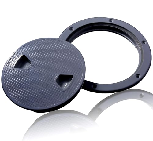 4-Inch Circular Non-Slip Boat Hatch Deck Plate - 2 Pack, Black