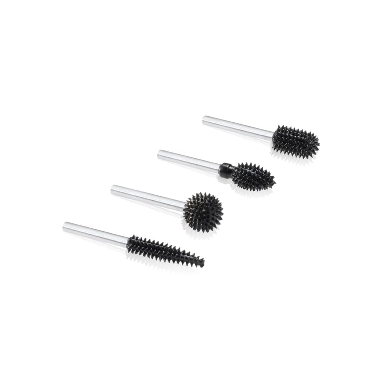 Kutzall 4-Piece Rotary Burr Kit - 1⁄8" Shaft, Very Coarse - Wood Carving Bits for Dremel, Foredom, Ryobi, DeWalt, Milwaukee Tools - Structured Tungsten Carbide